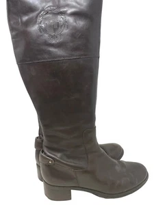 STIVALI DA EQUITAZIONE ALTI MARRONI ETIENNE AIGNER COSTA SIGNATURE CREST taglia 8,5 - Foto 1 di 10