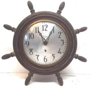 Vintage Sessions Maritim Schiff Rad 11" Wanduhr FÜR REPARATUR Steam Punk Mans Höhle - Bild 1 von 9