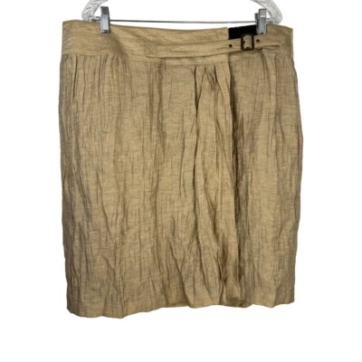 Lane Bryant NEW Wrap Skirt Linen Blend Career Lined Gold Crinkle Midi Size 20 - Image 1 of 4