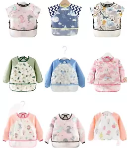 Large size Waterproof Feeding Art Apron Bib Smock Boys Girls Baby Toddler Kids - Picture 1 of 14