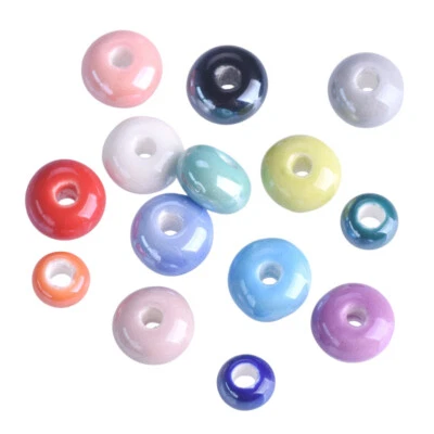 6x4mm 8x5mm Rondelle Shape Shiny Glossy Glazed Ceramic Porcelain Spacer Beads - Image 1 of 3