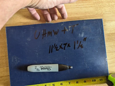 BLUE UHMW W TEFLON Block 1 1/8" Thick LOT OF 1  11 1/2 " x 7" x 1 1/8" Bearing - Image 1 of 3