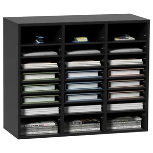 VEVOR Organizador de Literatura de Madera 24 Compartimentos 74x30,5x62 cm Negro - Imagen 1 de 12