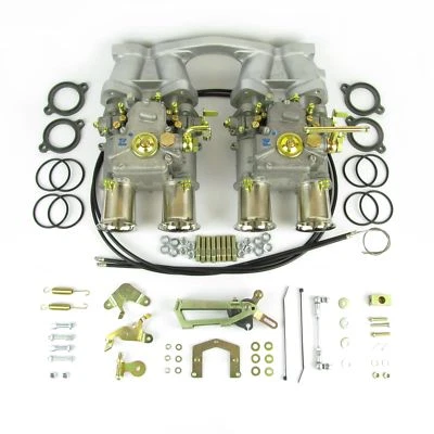 Genuine Weber twin 45 DCOE carburettor kit for Volvo B18/B20 inc manifold & link - Image 1 of 3