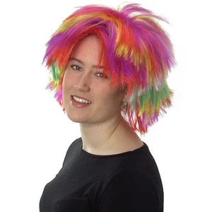 Women's Sexy Multi Colour Wig Punk Rocker Style Fancy Dress Full Wig - Picture 1 of 2