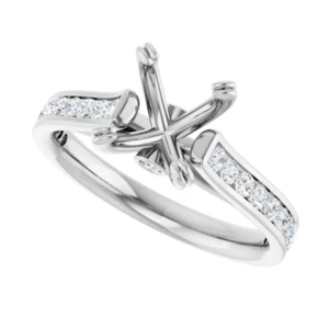 Oval Cut 8×6mm Natural Diamond Engagement Lady Prong Ring Semi Mounting Platinum - Picture 1 of 6