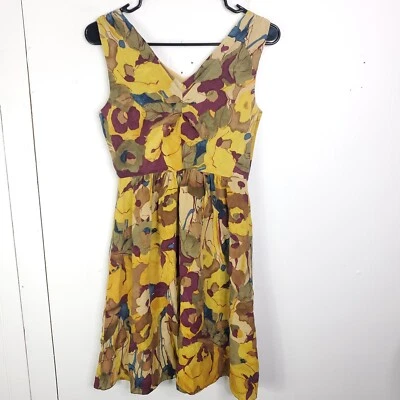 Banana Republic Dress Womens 2P Silk Colorful Ruched Front Feminine Ruched Front - Image 1 of 4