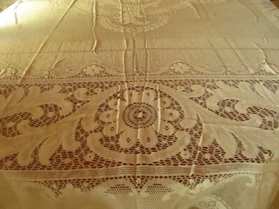 Nappe N°240 ou surnappe  écru 225 x 255 cm  dentelle fleurs  - Photo 1/4