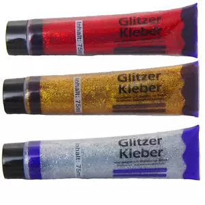 75ml Glitzerkleber Bastelkleber Rot Silber Gold Geburtstagskarte Feindosierung - Bild 1 von 8