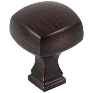 Perilla cuadrada de gabinete Audrey de bronce frotado con aceite cepillado de longitud total de 1-1/8" - Imagen 1 de 4
