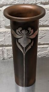 Heintz Sterling Silver On Bronze Vase Art Metal Antique