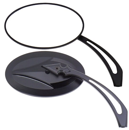 Espejos ovalados negros satinados para Harley Chopper Bobber Softail Sportster Dyna 47049 Foto 1 de 1