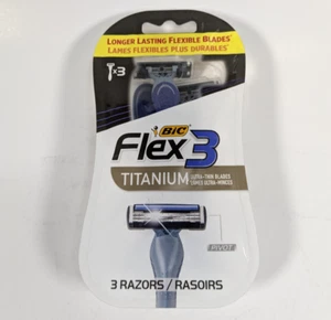 Bic Flex 3 Titanium Ultra Thin 3 Blade Pivot Razors Lubricated Strip 3 Ct Pack - Picture 1 of 2