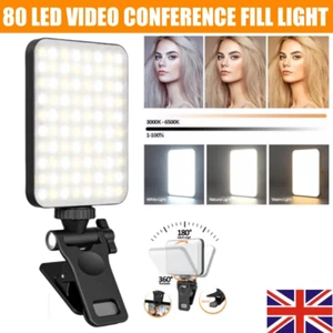 Adjustable 80 LED Selfie Light Flash Clip Rechargeable For All Phones&Laptops UK - Picture 1 of 23