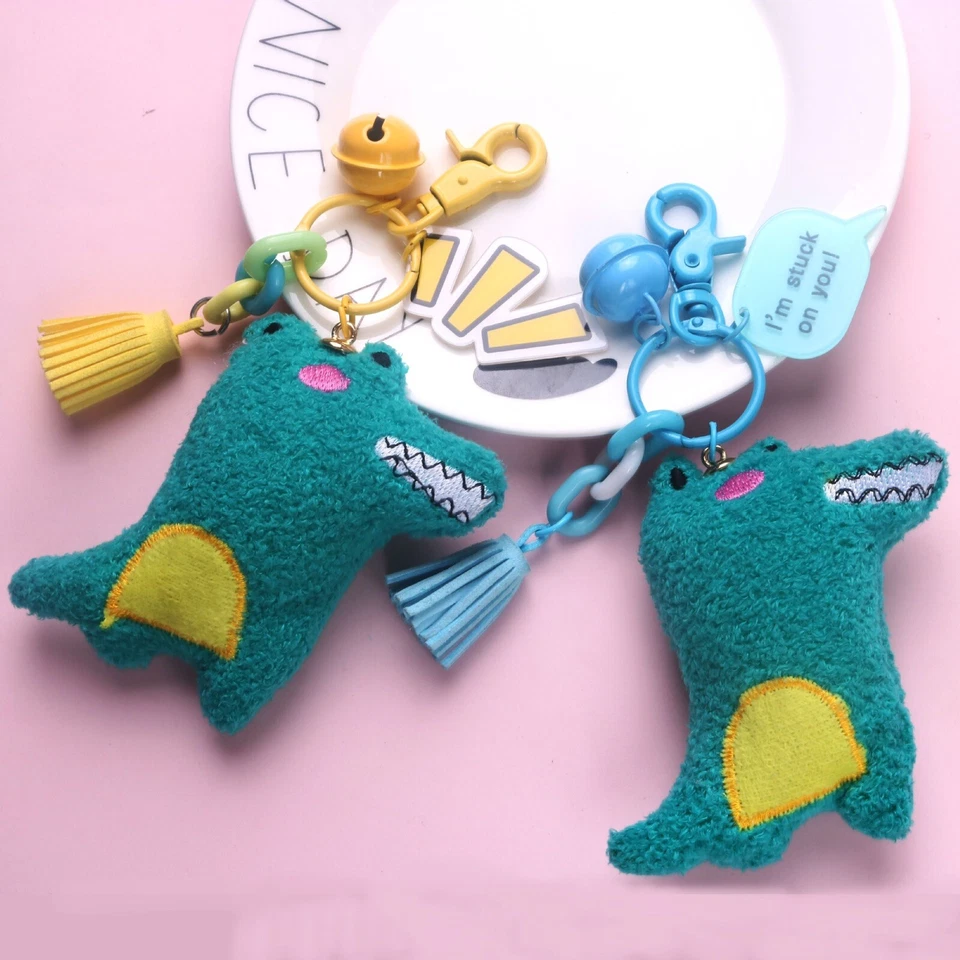 Lindo Dinosaurio Pom Bola Esponjosa Llavero Llavero Llavero Anillo Bolso Dije Foto 1 de 1