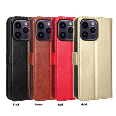 Leather Case Flip Wallet Card Stand Cover For iPhone 15 Pro Max 14 13 12 11 XR 6 - Image 1 of 4