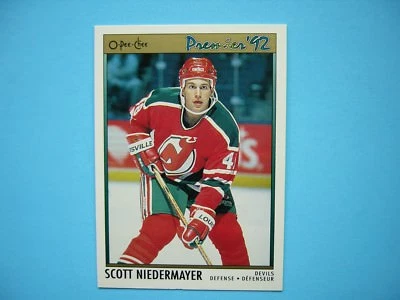 Tarjeta de hockey O-PEE-CHEE PREMIER 1991/92 35 SCOTT NIEDERMAYER NOVATO CASI NUEVA NÍTIDA + OPC Foto 1 de 2