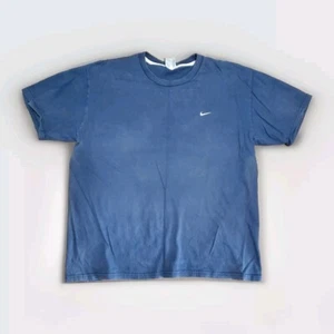 Vintage Nike Gray Tag Shirt Men's Size XL Navy BLUE Y2K Mini Swoosh Embroidered - Picture 1 of 10