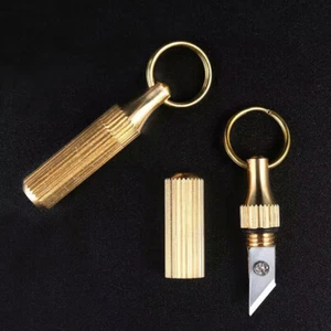 Mini Pocket Knife Keychain Portable Brass Key Ring Pendant Blade Cleaver Cutter - Picture 1 of 8
