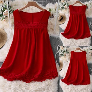 Übergröße Damen Spitze Tanktop Sommer Trägershirt Freizeit Weste Camisole Tops - Bild 1 von 10