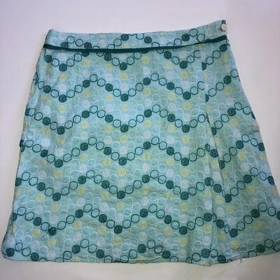Falda Valerie Stevens Talla 12 Aqua Teal Azul Turquesa Bordada Círculos Lunares Foto 1 de 4