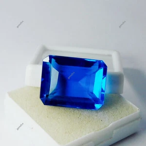 Enorme piedra preciosa suelta certificada de 54,45 quilates corte esmeralda creada en laboratorio de tanzanita azul - Imagen 1 de 12
