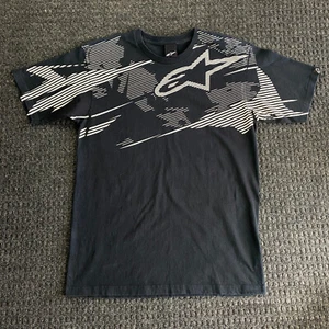 Vintage y2k AlpineStars T Shirt Black White All Over Print L Motocross MX Grunge - Picture 1 of 7