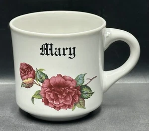 Taza con nombre personalizada MARY de Papel rosa oscuro rosas casa de campo boho usada en excelente estado - Imagen 1 de 12