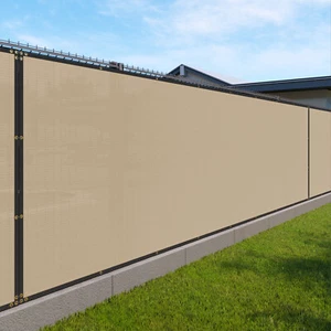 7FT Privacy Fence Screen Windscreen Fencing Mesh Shade Cover Garden-Sand - Picture 1 of 10