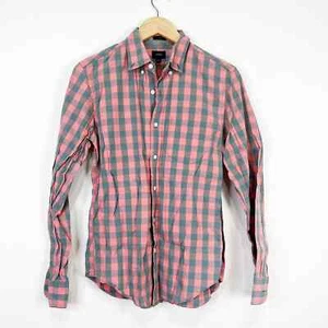 J. Crew mens pink and green buffalo plaid button down shirt slim fit size small - Picture 1 of 4