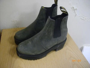 Dr Martens Rometty Green Olive Leather Platform Chunky Heel Ankle Boots UK 3 - Picture 1 of 6