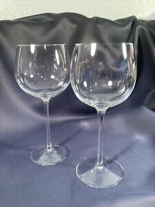 2 Ralph Lauren Crystal Red Wine Stemmed Glasses 12oz. 8” Tall