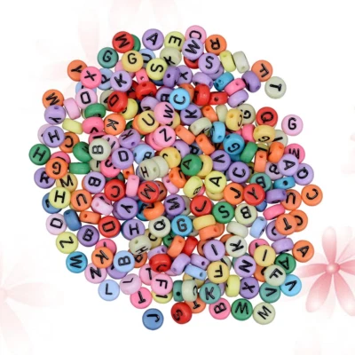 400 Mix Colour Alphabet Letter Beads 6.5mm Acrylic Jewellery Making Beads - Image 1 of 4