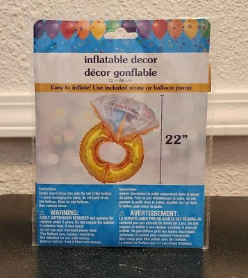 Anillo Diamante Lámina Globo 22" Alto - Compromiso, Despedida de Soltera, Boda Fiesta Nuevo en Caja Foto 1 de 2