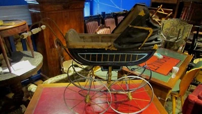 ancien landau poussette poupee pour poupee ancienne epoque 1900 jouet - Photo 1/4