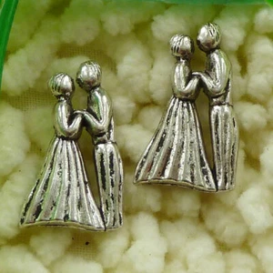 120 Stck. Tibetisches Silber Braut Bräutigam Flatback Stick ohne Loch 25 x 14 mm S1720 - Bild 1 von 6