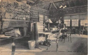Postal Vintage Albertype Albertype Interior de Biblioteca Greenleaf BUCK HILL FALLS PA Poconos - Imagen 1 de 2