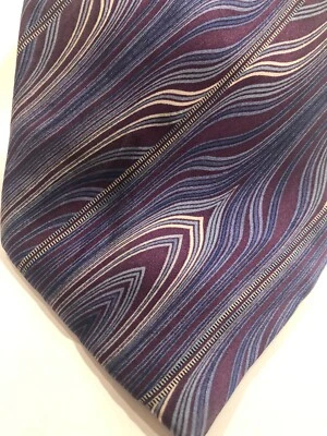 "Corbata de seda hecha a mano SETA ZONE hermosa diseño de remolino púrpura 60""/3,75""" Foto 1 de 4