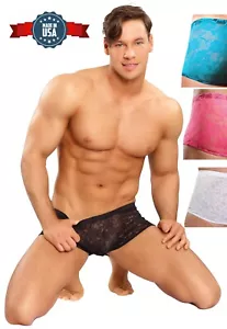 Men's Lace Undies Short Shorts Made in USA -  Male Power 145-162 or 145-194 - Picture 1 of 19