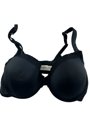Бюстгальтер Jessica Simpson 40D с подкладкой чашки черный на косточках кружевной украшенный - Изображение 1 из 4