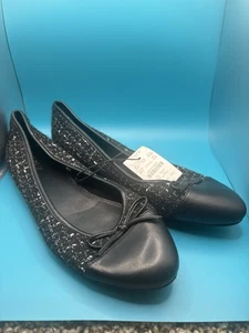**NUOVE CON ETICHETTE** BALLERINE J CREW NERE TESSUTO TWEED ECOPELLE - TAGLIA 10 - Foto 1 di 5