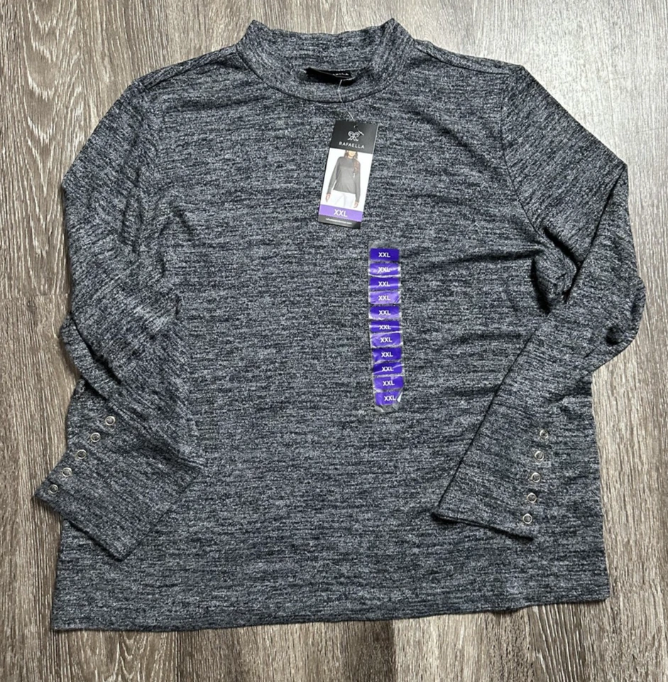 Rafaella Charcoal Tweed Heather Knit Sweater Size XXL Ret. Soft