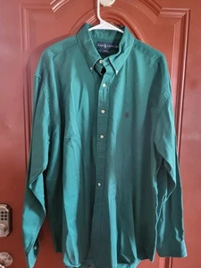 Ralph Lauren Herren Blake Langarm Button Down Hemd XL Grün Vintage - Bild 1 von 5