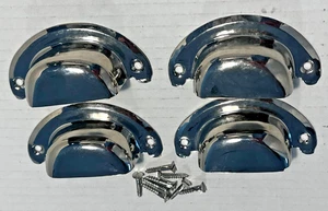 Lot of 4 Nickel DRAWER Pulls HANDLES Semicircle Hardware NEW, UNUSED - Picture 1 of 5