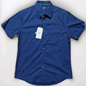 7Diamonds 4-Wege Stretch Herren Button Down mit Chevrons Größe Large marineblau neu mit Etikett - Bild 1 von 7