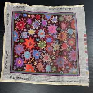 Ehrman Needlepoint Partially Finished  Starburst Kaffe Fassett 13x13” - Picture 1 of 9