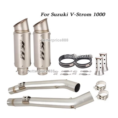 Left + Right Exhaust Link Pipe With Muffler For Suzuki V-Strom 1000 2002~2013 - Image 1 of 4