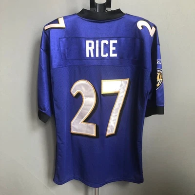 Camiseta deportiva Reebok NFL Equipment auténtica Baltimore Ravens Ray Rice #27 talla 54 púrpura Foto 1 de 4