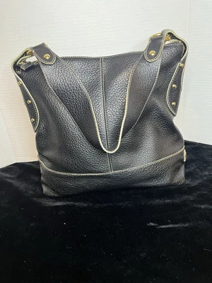 Maxx New York Negro Guijarro Cuero Grande Hobo Cartera Bolso de Hombro Forrado Boho Foto 1 de 4