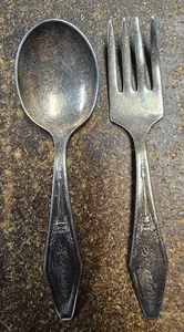 Vintage Silver Plate Childrens Fork and spoon Holmes and Edwards "Junior" - Picture 1 of 8